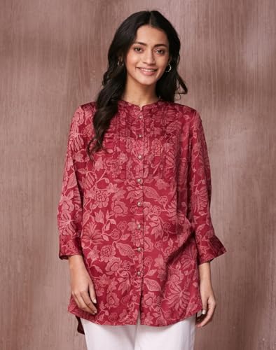 Fabindia Women's Rayon Blend Floral Regular Tunic