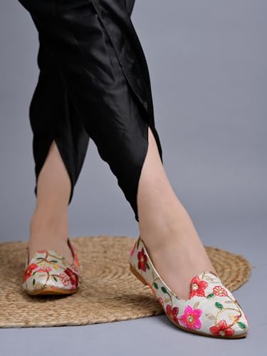 Shoetopai WomenS Multi Ethnic Embroidered Slip-On Belly With Mirror Work  Traditional Multicolor Juttis For Casual & Festive Eu