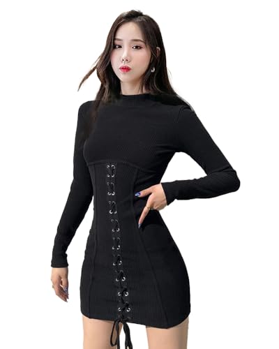 Noble Monk Women'S Lace Up Rib Dress