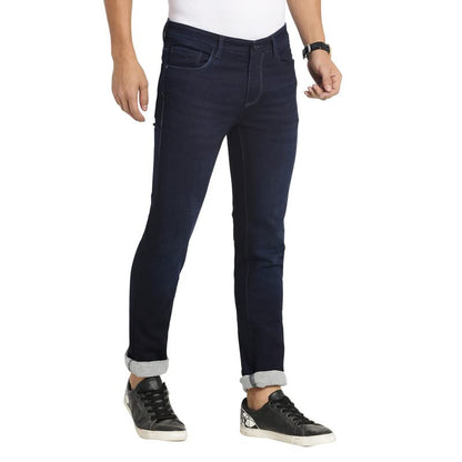 Turtle Men Cotton Dark Blue Narrow Fit Solid Stretchable Jeans