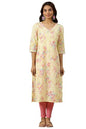 Aurelia WomenS Floral Printed Straight Kurta | V-Neck Kurta For Women | Printed Kurta For Women | Beautiful Regular Fit Kurta Fo