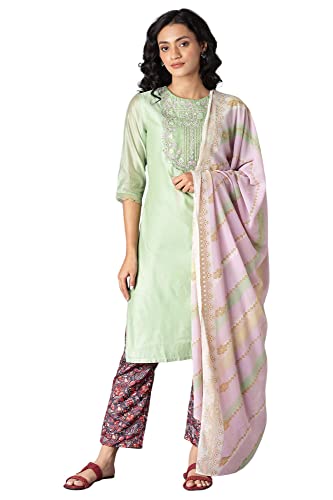 W for Woman Women's Polyester Kurta, Slim Pant & Dupatta