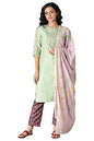 W for Woman Women's Polyester Kurta, Slim Pant & Dupatta