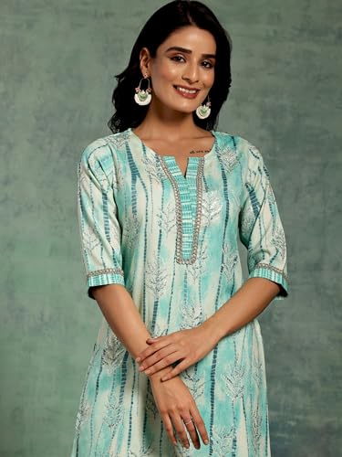 Libas Womens Printed Viscose Straight Kurta With Trousers