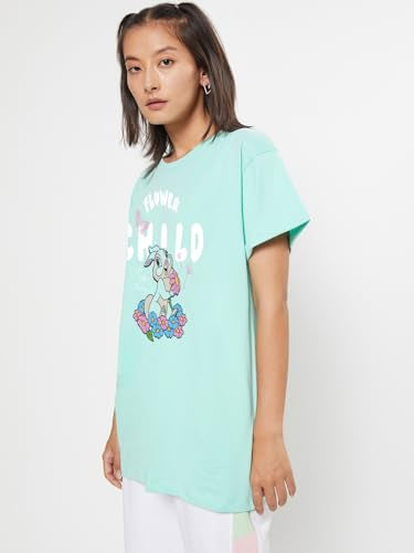 Bewakoof Official Looney Tunes Merchandise Bunny Womens Graphic Print Boyfriend Fit Half Sleeve Round Neck Cotton Jersey T-Shir