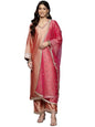 VARANGA Women's Peach Gota Embellished Kurta With Bottom And Dupatta