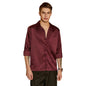 Campus Sutra Mens Burgundy Red Solid Cuban Shirt for Casual Wear | Cuban Collar | Long Cuffed Sleeves | Button Closure | Shirt