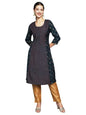 anubhutee Women's Rayon Teal Geometric Printed A-Line Kurta
