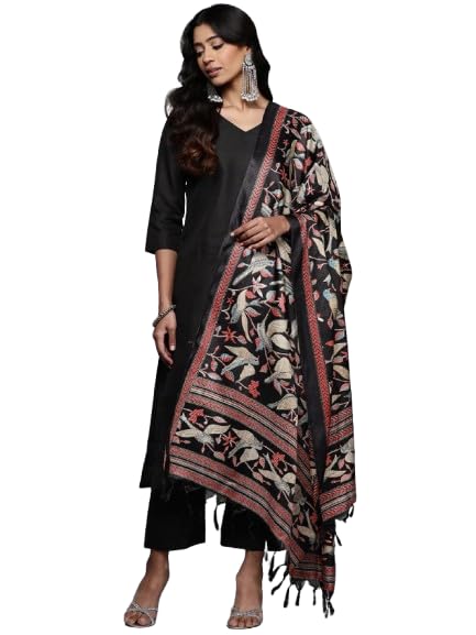 Varanga WomenS Cotton Blend Kurta Set (Frl_Vskd32857_Vardup2186_Black