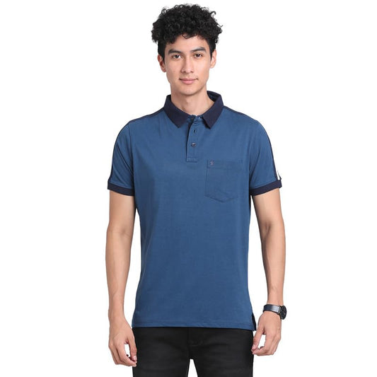 Turtle Men 100% Cotton Red Dobby Polo Neck Half Sleeve Casual T-Shirt