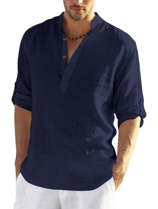 Finivo Fashion MenS Full Sleeve Short Kurta Shirt With A Trendy Mandarin Collar Crafted From A Premium Cotton Polyester Blend N