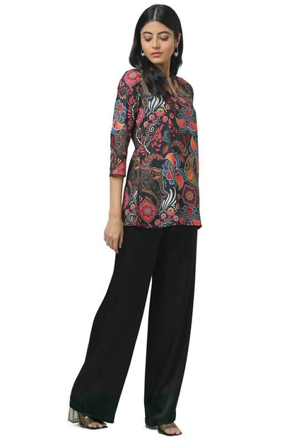 Soch Womens Black Crepe Ethnic Motifs Tunic