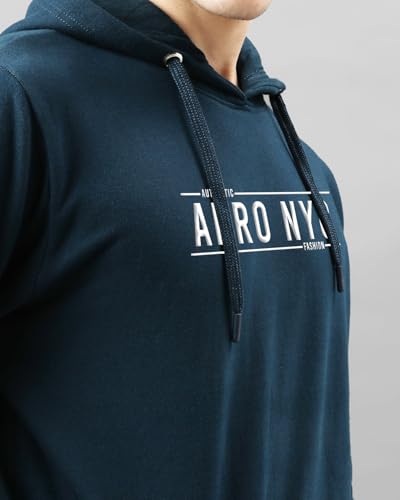 ADRO Men's Printed Hoodie, Size 16.5, Black, Model H24-PLN-BL, Comfortable Everyday Wear