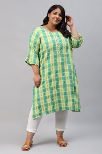 Aurelia Women's Cotton Straight Fit Dobby Floral Yarn Dyed Kurta