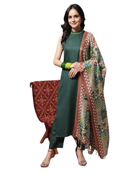 Varanga Ksut Women Black & Red Ethnic Motifs Printed Kurta Kurta Bottom Set Dupatta Set