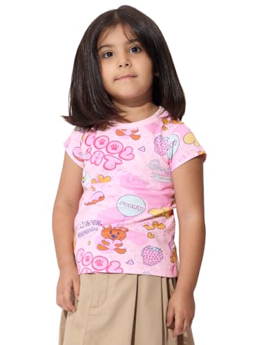The Souled Store Official Garfield : Cool Cat Girls Round Neck Multicolor Graphic Printed Cotton Half Sleeve T-Shirts