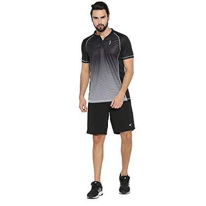 Campus Sutra MenS Black And Grey Ombre Dri-Fit Activewear T-Shirt Regular Fit For Casual Wear | Structured T-Shirt Crafted With