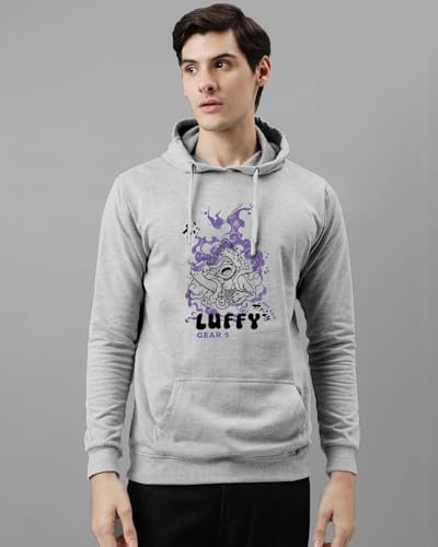 ADRO Men's Hoodie | Printed Cotton Hoodie, Navy Blue, Size 48 | Model H24-LUFFY-NB