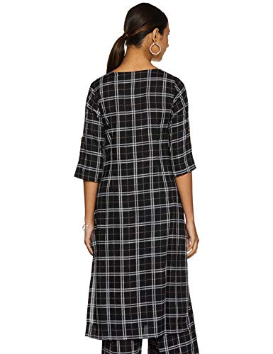 Aurelia Women's Rayon Checkered,Geometric Straight Kurta