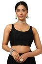 Soch Womens Black Viscose Embroidered Sleeveless Blouse