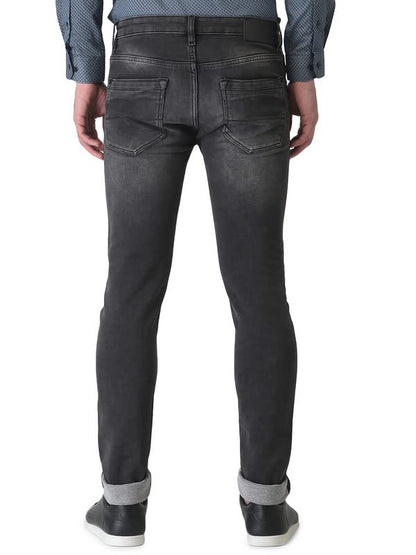 Turtle Men Dark Grey Narrow Fit Solid Jeans