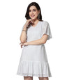 Style Quotient Women Smart Casual White Knee-Length Lace Dress