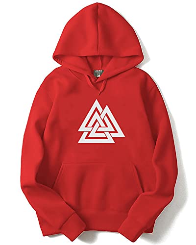 ADRO Men's Cotton Neck Hooded Sweatshirt (H21-M-TKT-RD_Red_XL)
