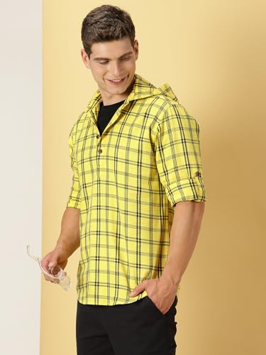 Thomas Scott 100% Cotton Checkred Hodiee Half Placket Shirts for Mens