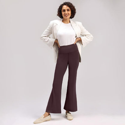 BlissClub Ultimate Flare Pants Lite for Women Above 55 ft Tall | High Waist Trousers and Formal Pants for Office wear | Comfort