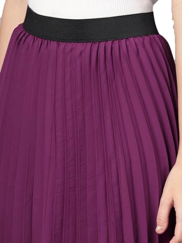 Kzully | Graceful Flow WomenS Accordian Pleat Maxi Flared Skirt Wine