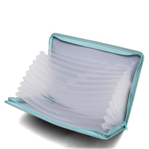 Neomate 13-Pocket Expanding File Folder with Sticky Labels | A4/Letter Size Accordion Organizer with Zipper Closure | Certificat