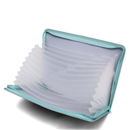 Neomate 13-Pocket Expanding File Folder with Sticky Labels | A4/Letter Size Accordion Organizer with Zipper Closure | Certificat