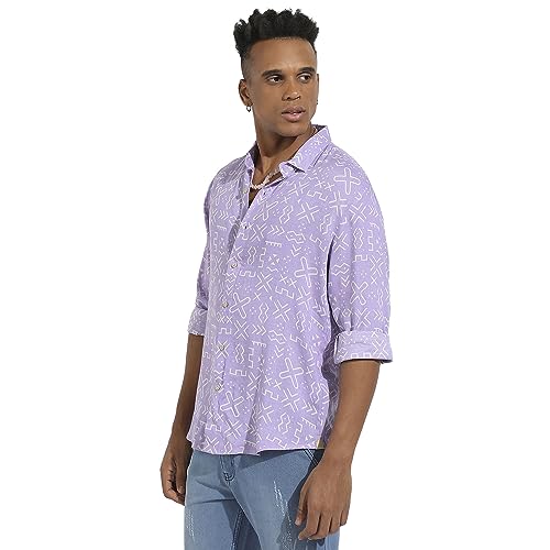 Campus Sutra Mens Regular Fit Shirt (CBSSM23_CSMSSRT5800_Lavender