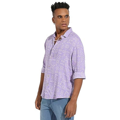 Campus Sutra Mens Regular Fit Shirt (CBSSM23_CSMSSRT5800_Lavender