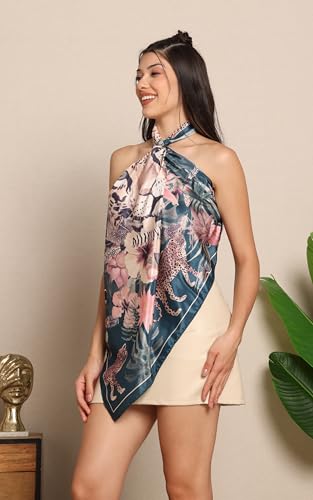 Greciilooks WomenS Crepe Silk Square Scarf