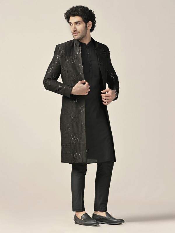 Kisah Sherwani Set For Men  Silk Blend Textured Indo Western Sherwani With Kurta And Trouser | Designer Ethnic Outfit For Weddin