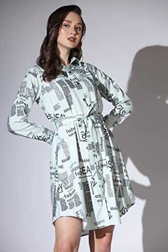 OM SAI LATEST CREATION Western Dresses for Women || Rayon Paper Printed Dress for Women || Dress with Belt, Cuff Full Sleeve & S