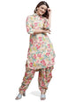 Womanista Women's Silk Blend Foil Printed Poet Sleeve Tunic With Dhoti Pant Co-Ord Set (Co-Ords_9110)