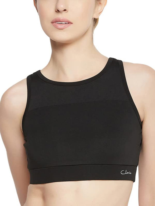 Clovia Womens Medium Impact Padded Sports Bra (BRS061P13_Black_XXL)