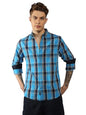 Dennis Lingo MenS| Blue| Full Sleeve| Spread Collar| Checkered| Relaxed Fit| Casual Shirt
