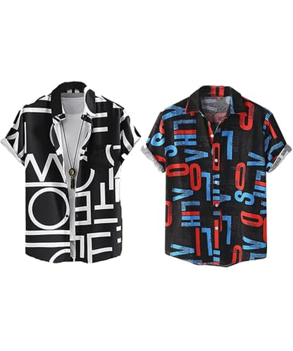LookMark Mens Cotton Blend Casual Beach Wear Shirts | Stylish Printed Shirts for Men | Comfortable Summer Wear | Party, Vacatio