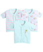 BUMZEE Regular Fit Green & White Girls Half Sleeves Jablas Pack of 3 Age - 0-3 Months (Peb8212B-Grn.Wht)