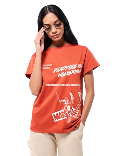 Bewakoof Official Marvel Merchandise Deadpool Womens Graphic Print Boyfriend Fit Half Sleeve Round Neck Cotton Jersey T-Shirt_6