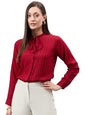 Style Quotient Women Solid Maroon Rayon Regular Fit Formal Shirt