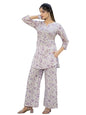 Pinkmint Printed Pure Cotton A Line Co Ord Set For Women l Stylish 3/4 Sleeve With Side Pocket l Two Piece Summer Set