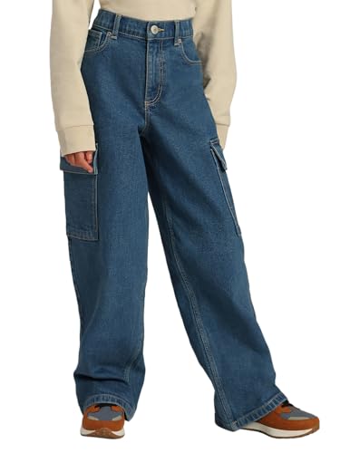 Vero Moda GirlS Solid Wide Leg High Rise Blue Jeans