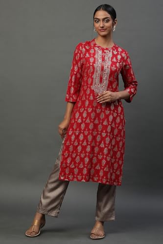 Aurelia Women's Viscose Abstract Printed Straight Kurta | Lightweight Band Collar Kurta for Women | Abstract Printed Kurta for Women | Beautiful Regular Fit Kurta for Women