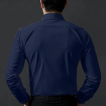 Deelmo Combo Of MenS Stylish Solid Satin Casual Shirt For Men Full Sleeves| Poly Satin Silk Shirt Pack Of 2 Navy-White