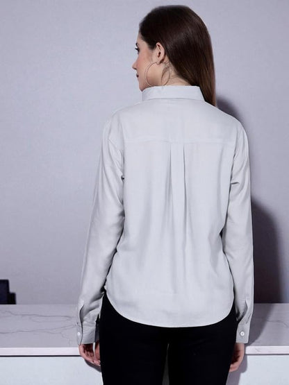 OOMPH! Regular Fit Formal Shirts for Women, Grey