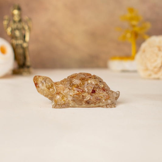 Astrotalk Citrine Tortoise (Kachhua) 2.7x1 Inch | Resin Turtle for Wealth & Prosperity | Tortoise for Good Luck for Home | Vastu Items for Housewarming Gift | Home Decor for Living Room
